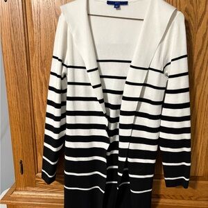 Apt. 9 Women's Black and White Striped Cardigan